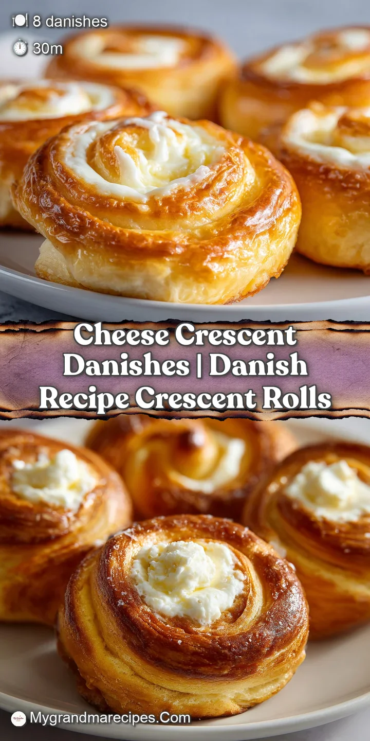 Close-up of a buttery, layered pastry showing a gooey, melted cheese center and a glistening sugary glaze.