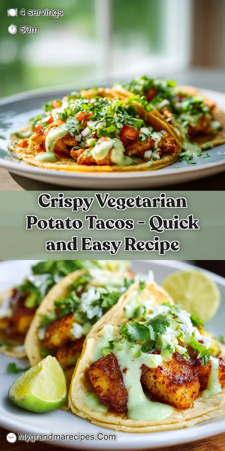 Close-up of a steaming, golden-brown potato taco with a satisfying crunch, drizzled with creamy sauce.