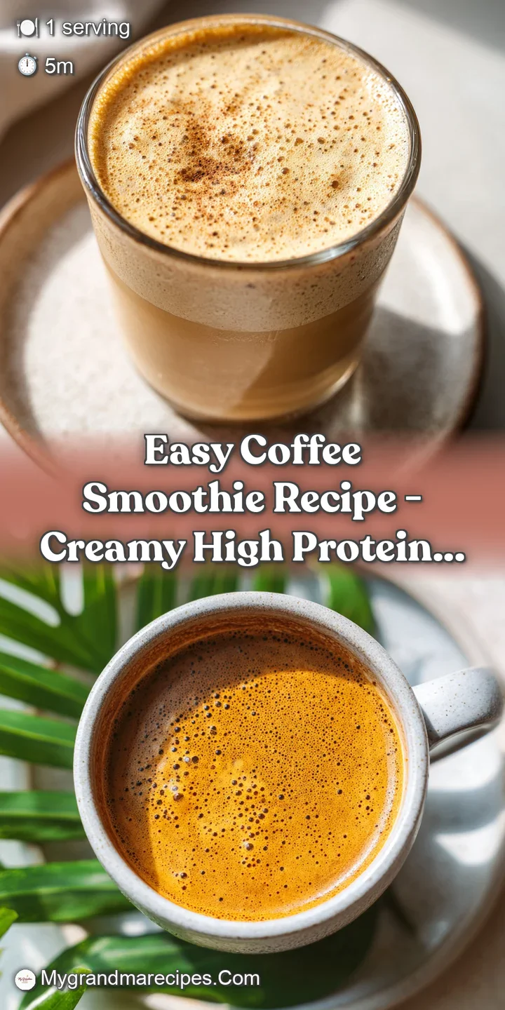 Close-up of a creamy coffee smoothie, showing its smooth texture and a sprinkle of chocolate shavings