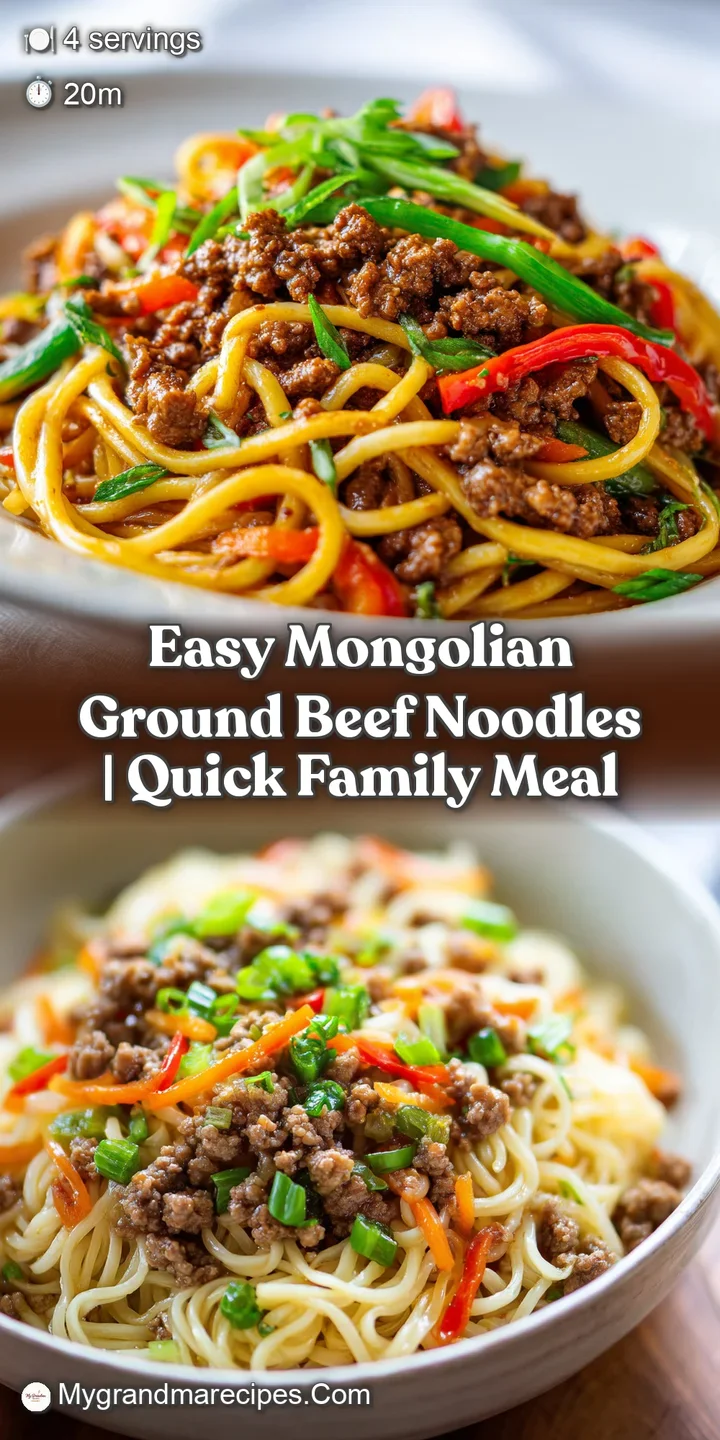 Close-up view of seasoned ground beef & chewy noodles coated in a rich, dark sauce; a tempting, savory delight.