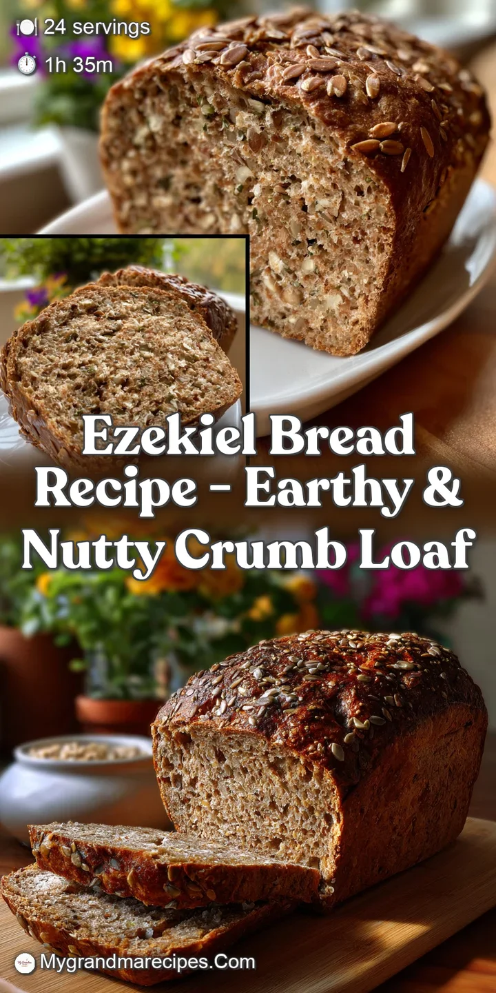 Close-up view of the bread's airy interior with visible grains. The crust has a beautiful, caramelized color, promising a ...