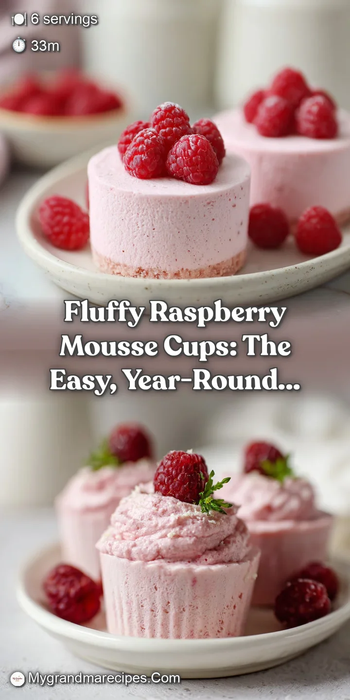 A close-up of airy raspberry mousse, showing its smooth texture with a bright berry garnish.