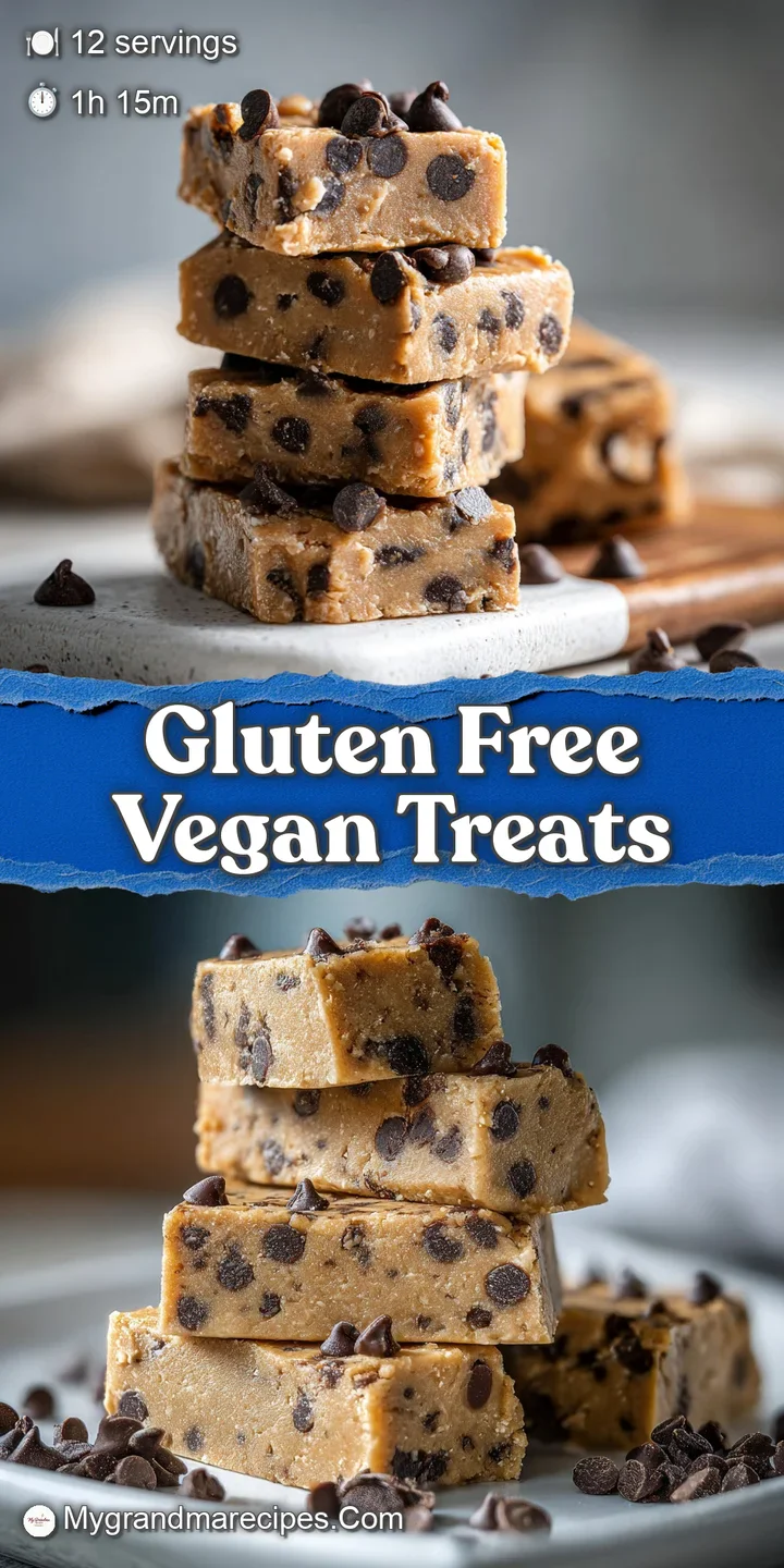 Close-up captures the soft texture of a cookie dough bar, chocolate chips melt slightly, sea salt glistens invitingly in t...