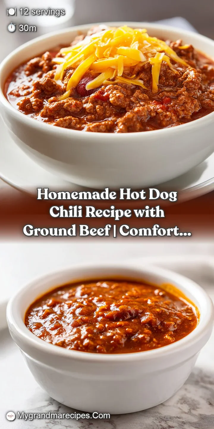 Close-up of glistening, thick chili showing visible textures of ground beef, spices, and a slight sheen. A warm, inviting ...