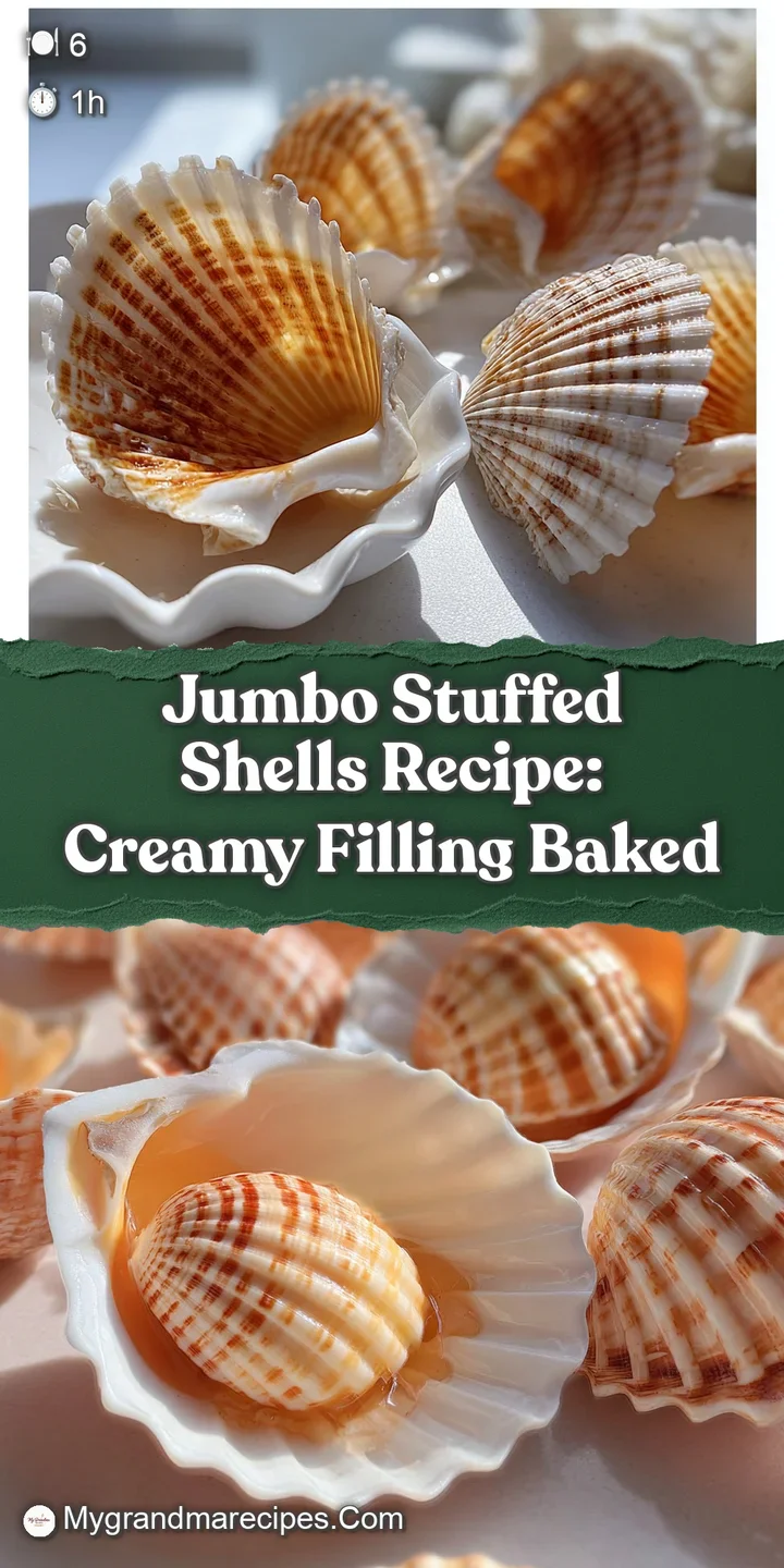 Close-up of a single stuffed shell oozing creamy ricotta filling, the vibrant red sauce clinging to its ridges, promising ...