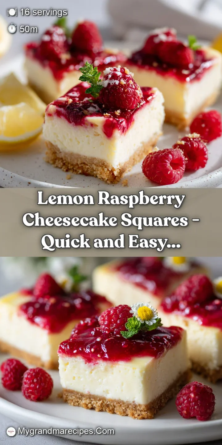 Close-up of a creamy, pale yellow cheesecake bar with a rich raspberry swirl and a golden graham cracker crust.