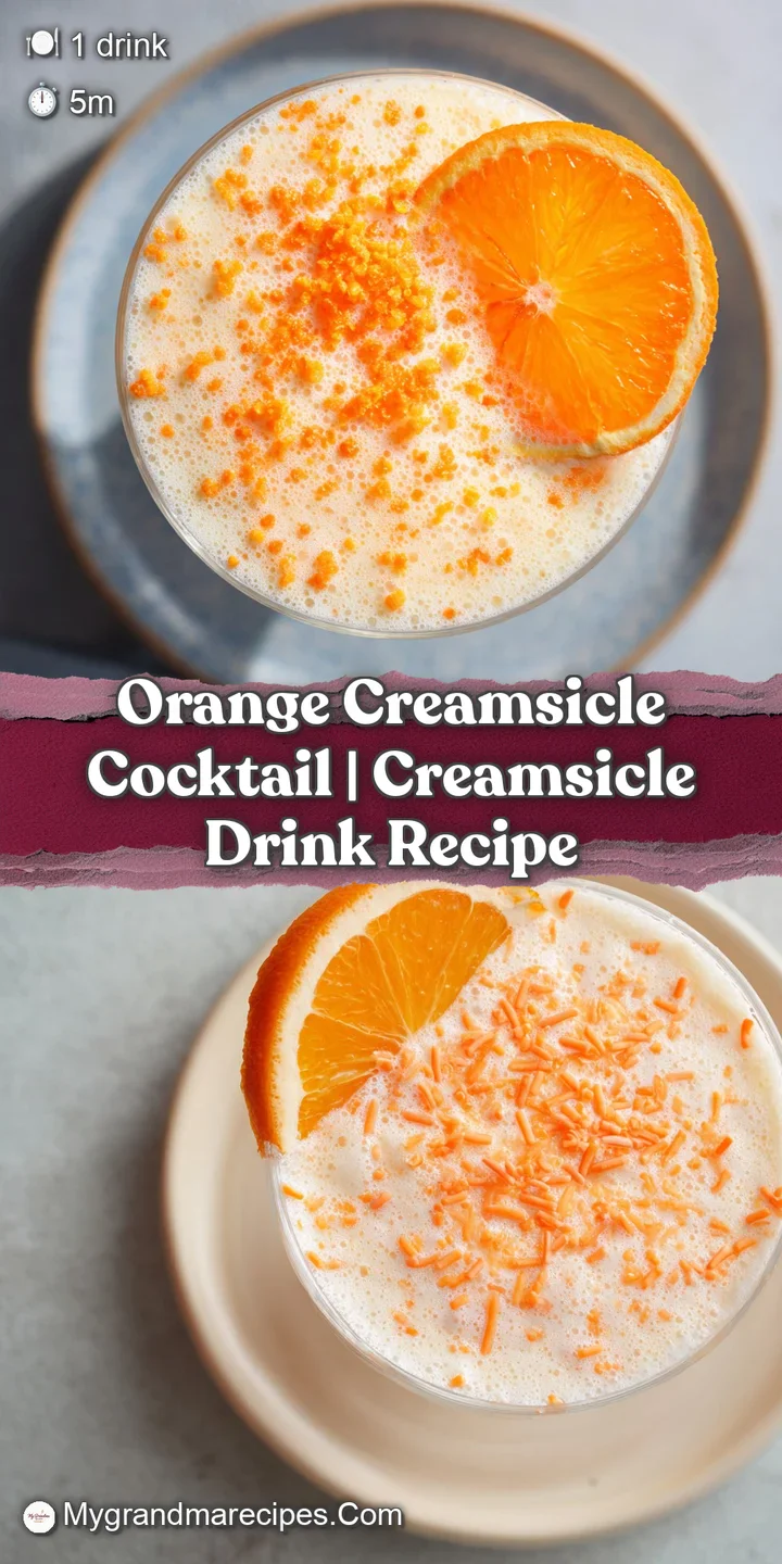 Macro shot of creamy orange liquid swirling with white foam, topped with a vibrant, zesty orange peel twist.