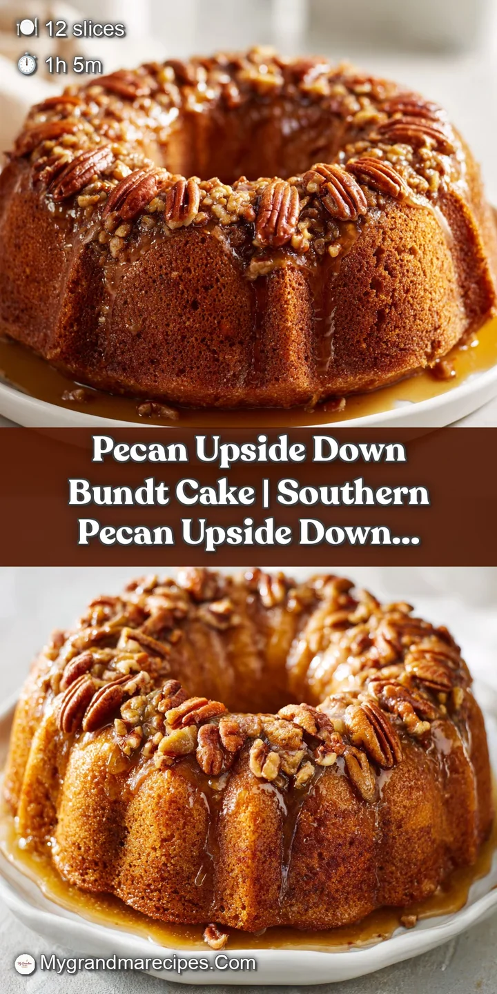 Extreme close-up of glistening caramel syrup dripping over toasted, crunchy pecans on a moist, buttery sponge cake.