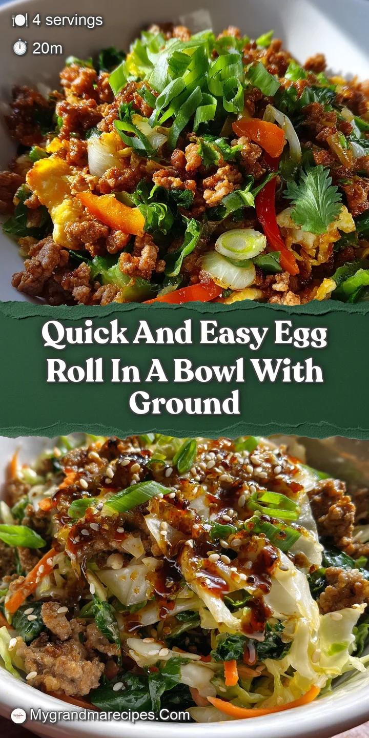 Close-up of glistening ground pork crumbles nestled amongst crisp shredded cabbage & carrots, all coated in a rich, dark s...