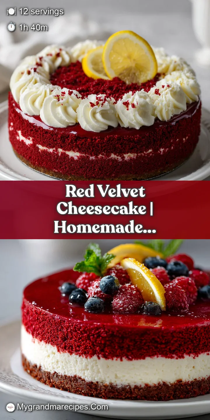 Close-up of moist red velvet cheesecake texture, highlighting creamy swirls and dark crumbly crust.