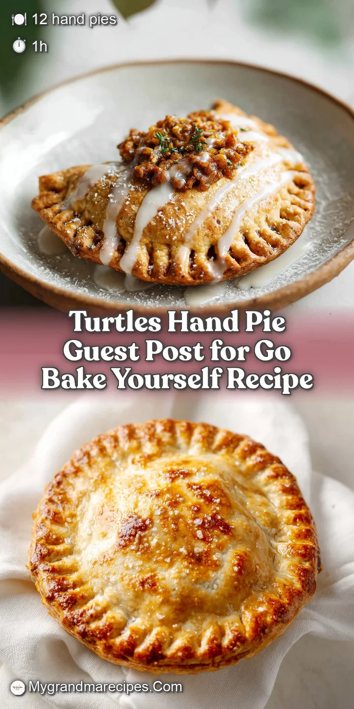 Close-up of a buttery, flaky hand pie oozing with melted caramel and crunchy pecans, invitingly warm.