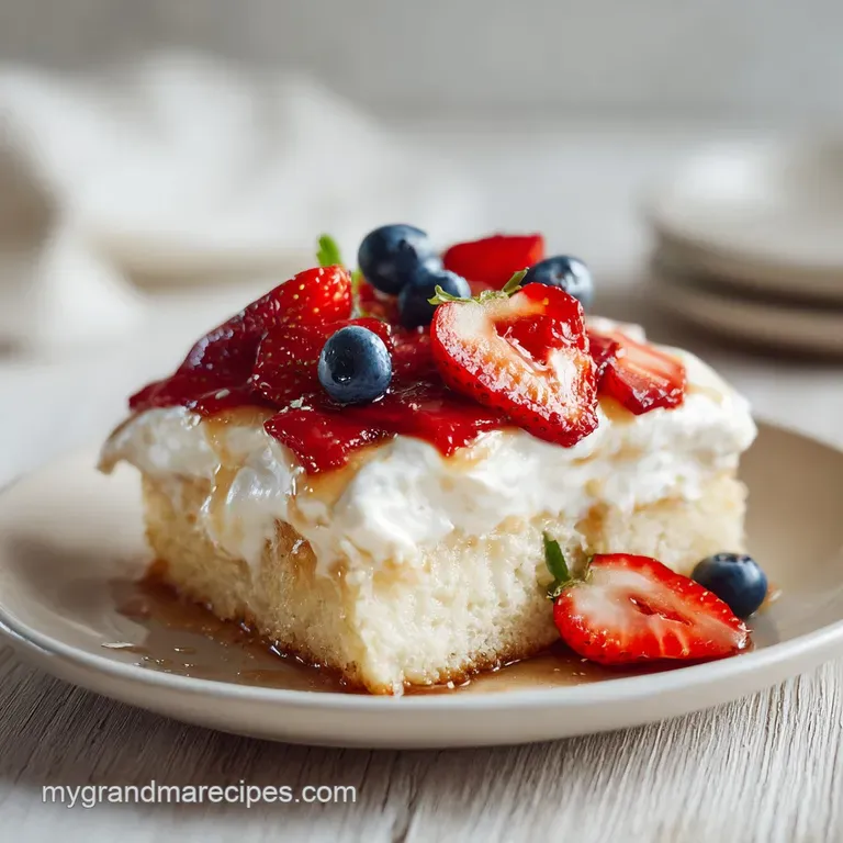 A slice of golden Tres Leches cake, glistening with milk, artfully plated with a dusting of cinnamon.