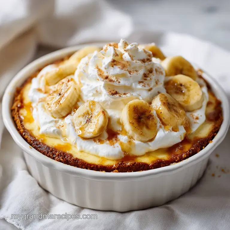 A decadent slice of banana pudding cheesecake revealing creamy layers, garnished with whipped cream and a wafer crumb.