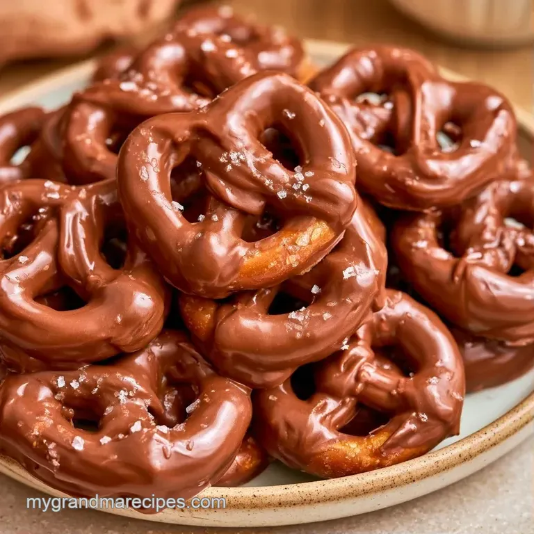 Piles of smooth, chocolate-dipped twists resting on a rustic wooden board with a dusting of powdered sugar.