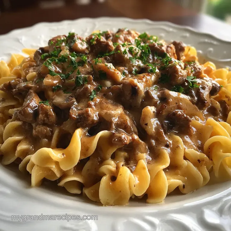 Creamy Ground Beef Stroganoff Made