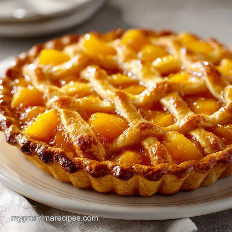 Warm slice of golden fruit pastry topped with a melting scoop of creamy vanilla ice cream on a clean white plate.