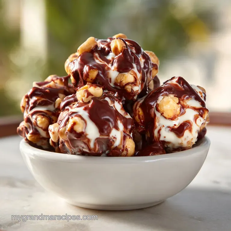 Clusters of amber-colored nut brittle arranged on a minimalist white ceramic platter with a sprinkle of flaky sea salt.