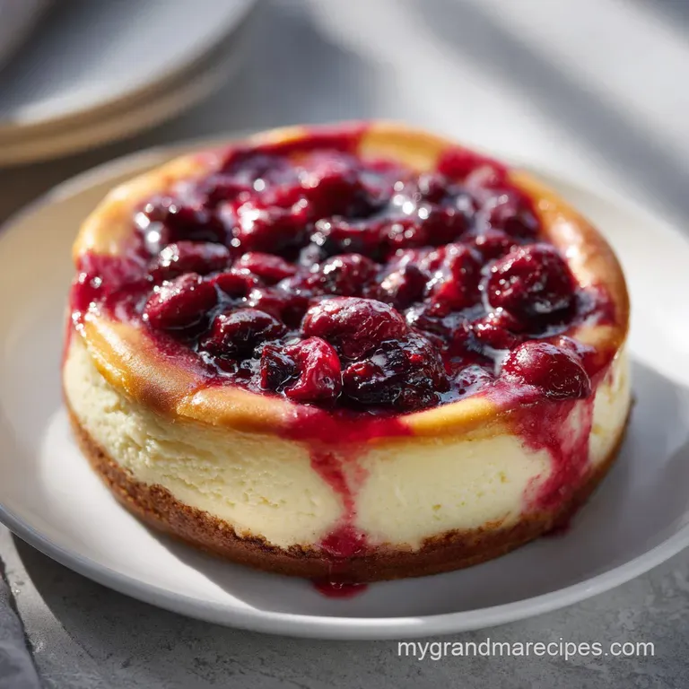 Slice of cranberry cheesecake with gingersnap crust; sugared cranberries and rosemary sprig add elegance to the white dess...