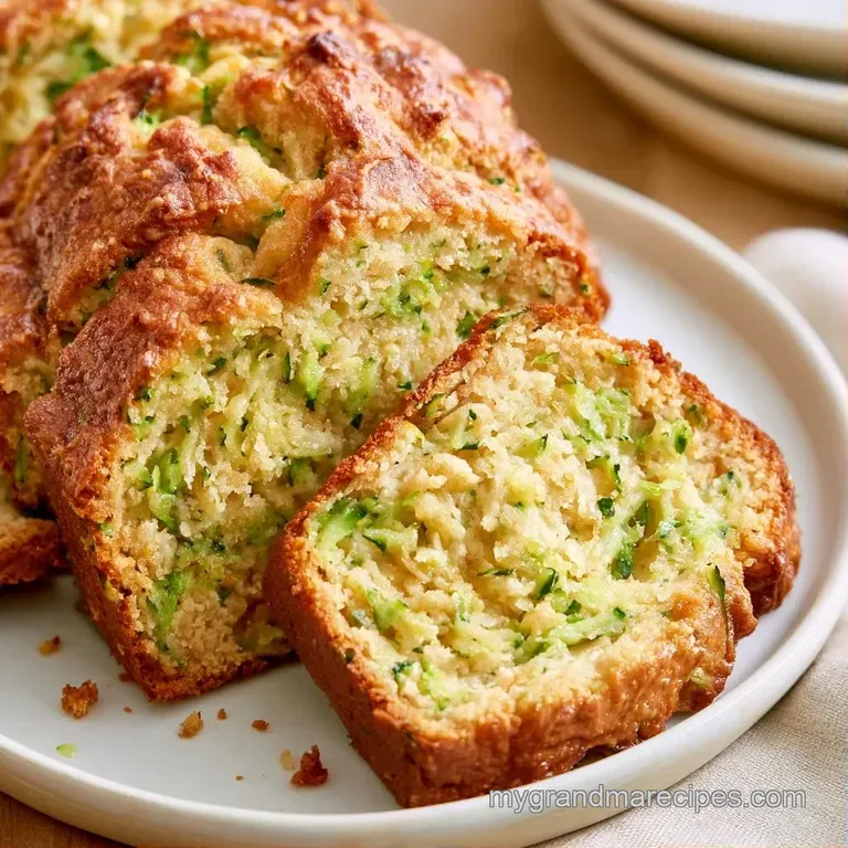 A thick, warm slice of moist quick bread on a white ceramic plate with a pat of melting salted butter.