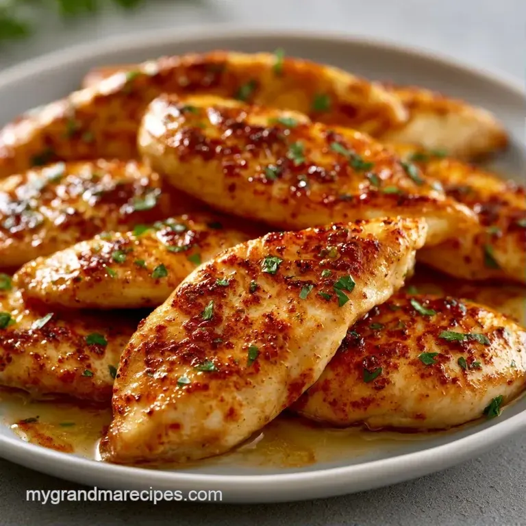 Sliced tender chicken breast resting on a creamy lemon sauce, garnished with microgreens on a white ceramic plate.