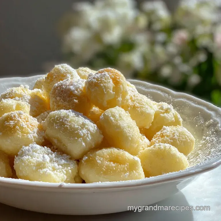 Delicate gnocchi arranged artfully on a white plate. A drizzle of olive oil glistens; fresh basil adds a vibrant pop of gr...