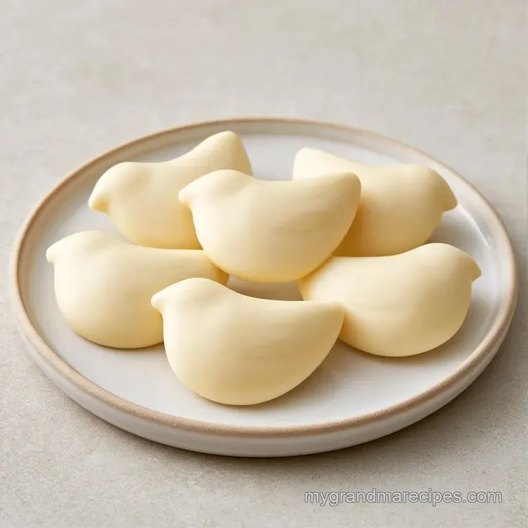 Polished ivory squares arranged neatly on a gold platter, garnished with delicate edible gold leaf accents.