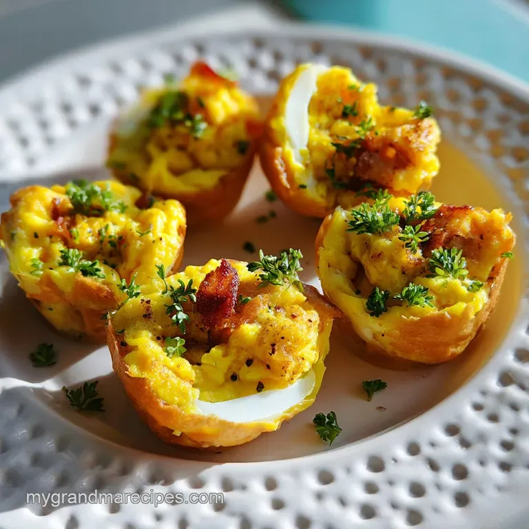 Neat row of sliced eggs topped with colorful seasoning, glistening with oil on a white plate, simple yet appealing.