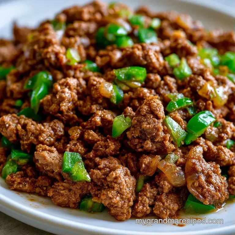 A shallow white bowl of savory beef and potato hash topped with fresh cilantro, served next to warm corn tortillas.