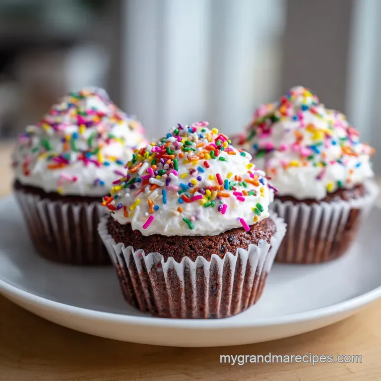 A single Neapolitan cupcake with a tall swirl of frosting presented on a delicate floral patterned plate.