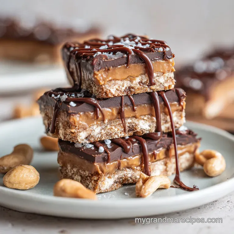 A slice of fudgy chocolate peanut butter bar, revealing smooth layers, artfully placed on a white plate.