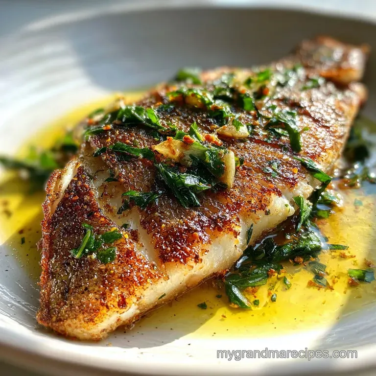 Elegant plate featuring snapper with golden, crisp skin. Fish is served atop a bed of creamy risotto, garnished with fresh...