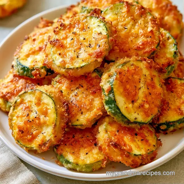 Small savory green rounds with toasted cheese crusts arranged on a white platter with a side of creamy garlic dip.