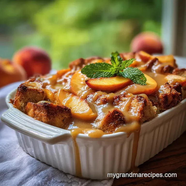 Peach Bread Pudding with Bourbon Sauce