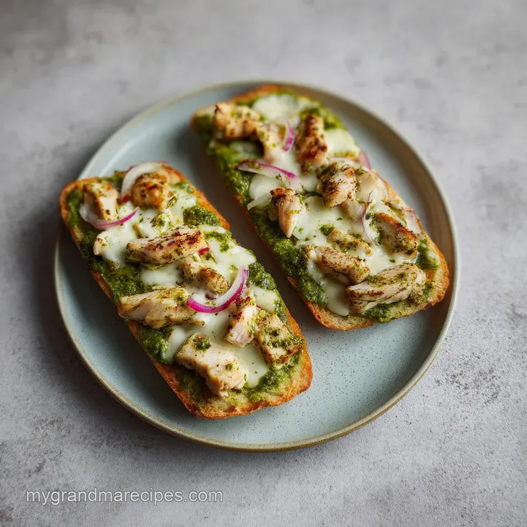 Pesto French Bread Pizza with Grilled Chicken