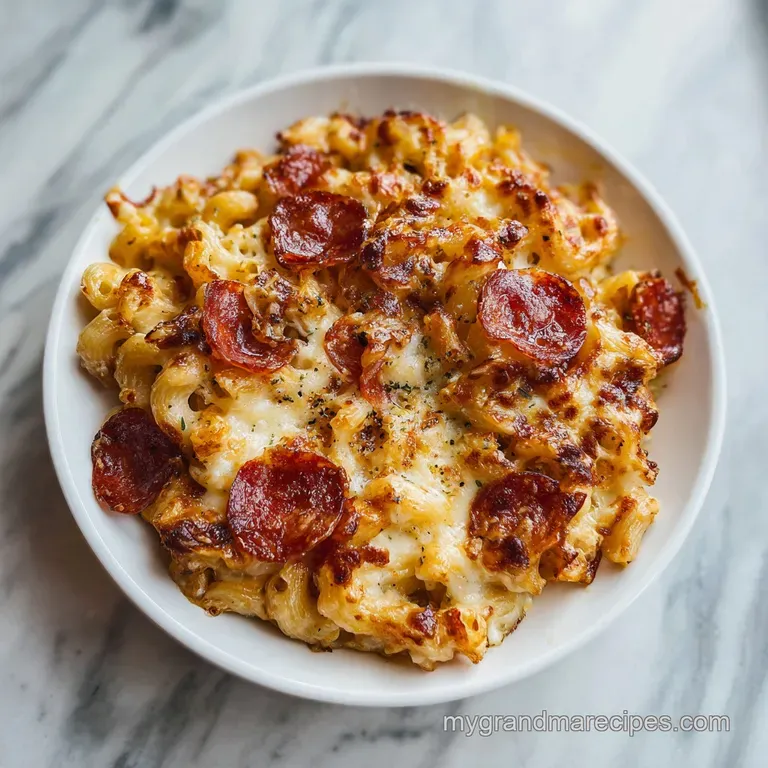 Pizza Mac and Cheese Bake with Pepperoni
