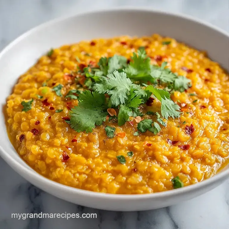 A steaming bowl of yellow lentil stew beside fluffy white basmati rice and a piece of charred, buttery naan bread.