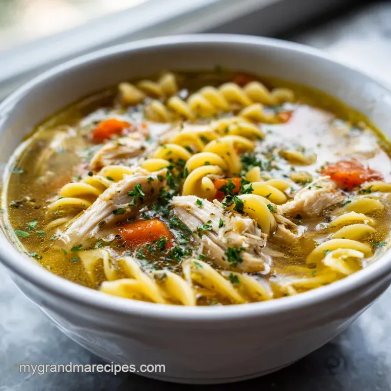 Rotisserie Chicken Noodle Soup: Velvety Broth