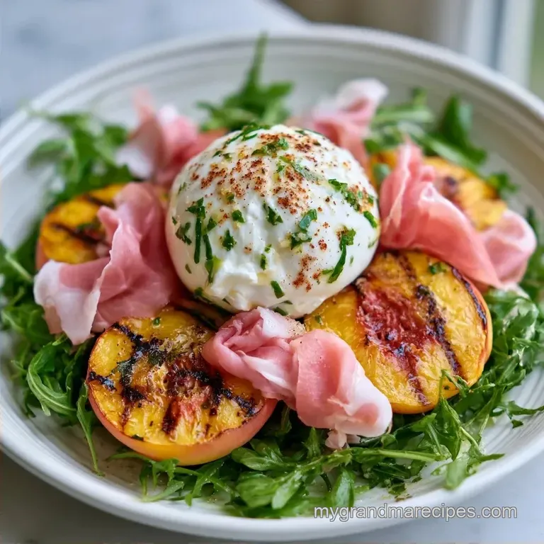 Savory Grilled Peach Salad with Burrata and Prosciutto