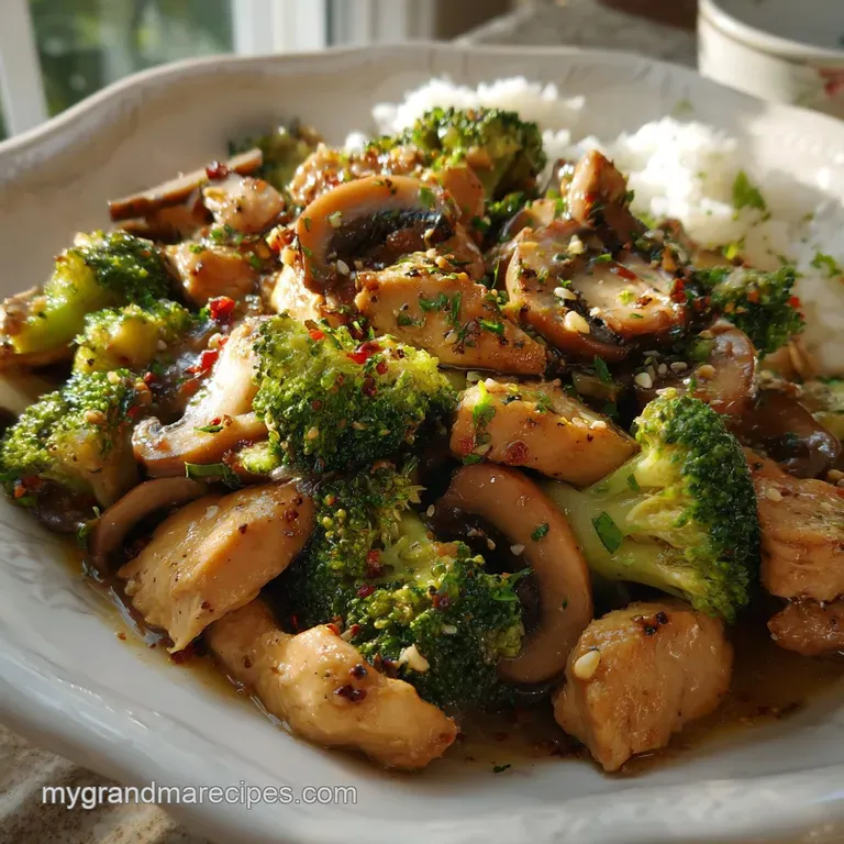 Chicken Broccoli and Mushroom Stir Fry with Velvety Chicken